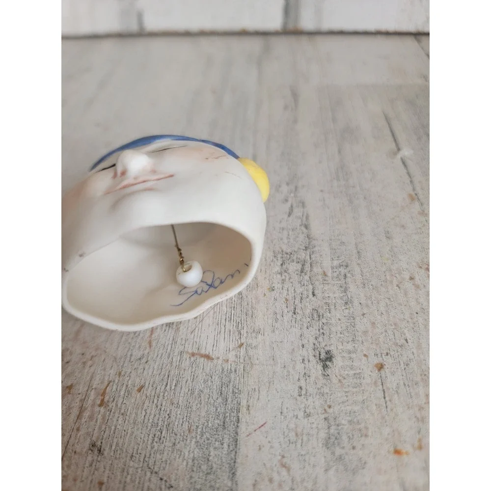 Vintage salamander reversible moon bell ornament Xmas porcelain star